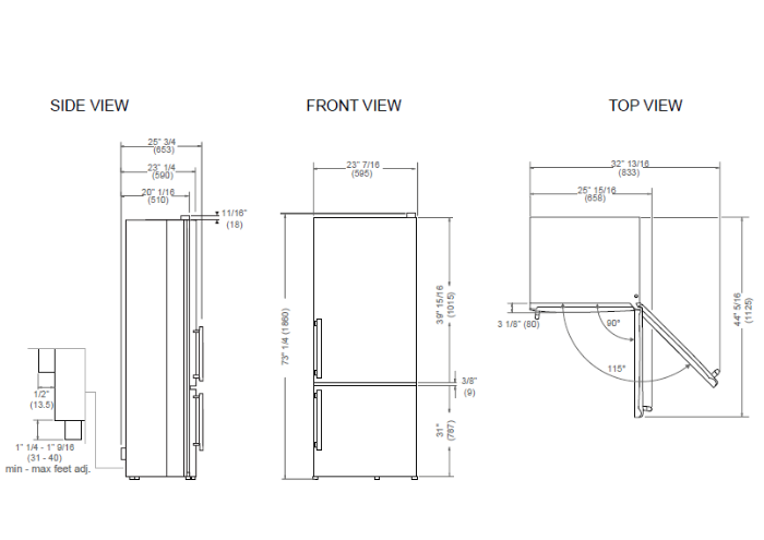 24 inch freestanding bottom mount | Bertazzoni